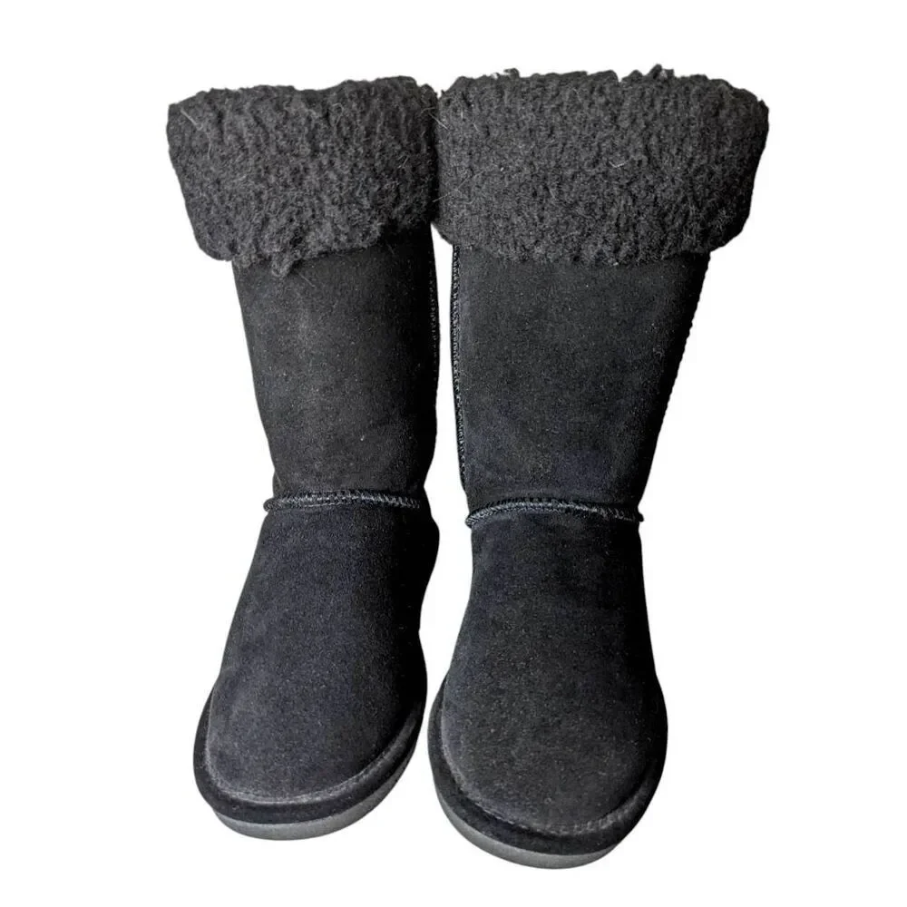 BEARPAW Marissa Black Suede Winter Boot Size 8